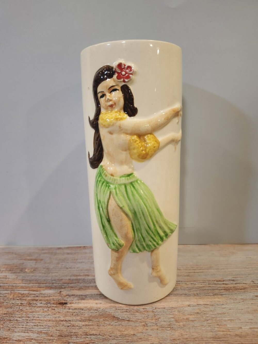 Vintage 1960s~ORCHIDS OF HAWAII~Hula Girl~Tiki~Tumbler~Mug~Vase~Ceramic ~Japan